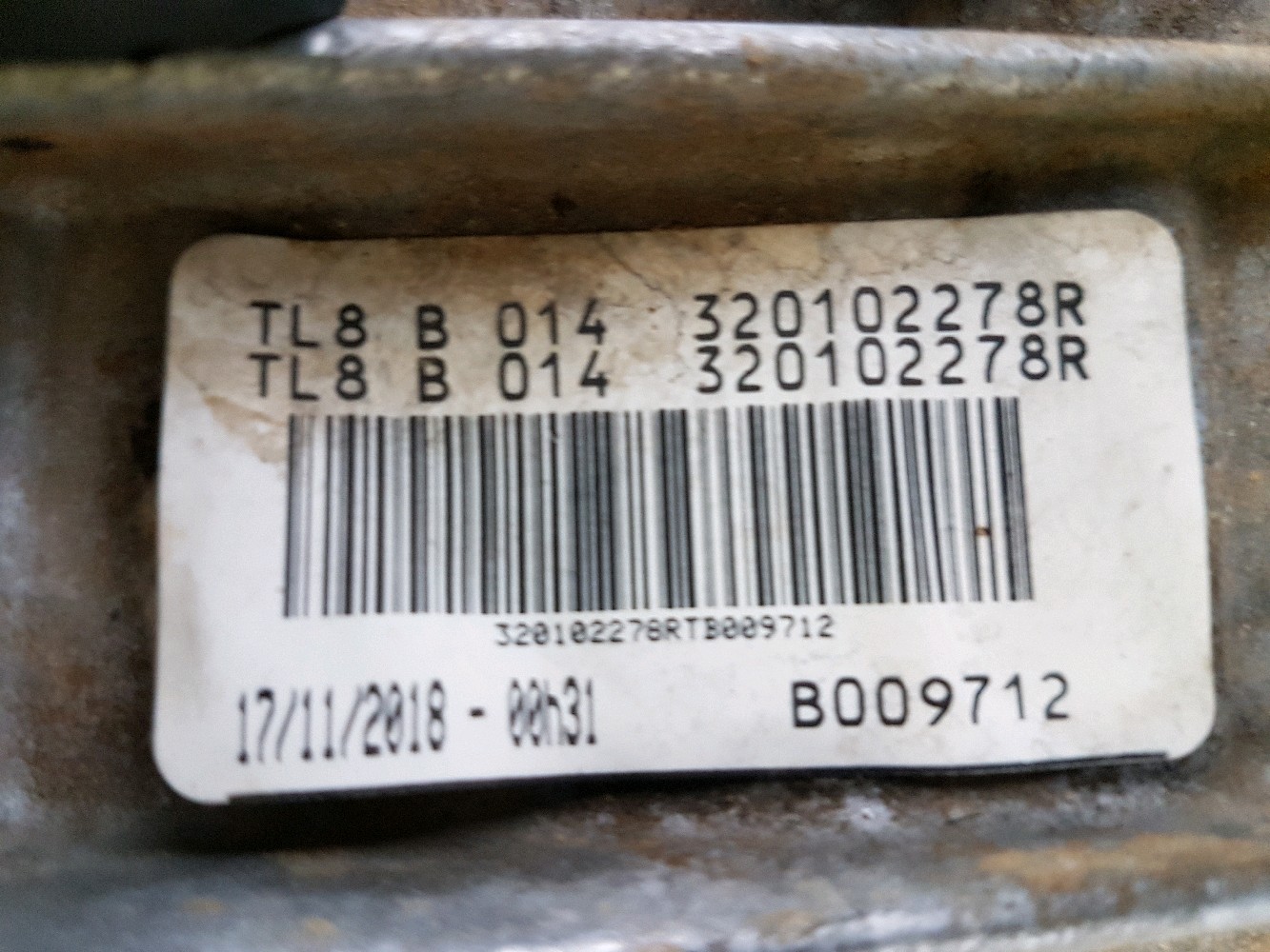 Boîte de vitesses type TL8014 DACIA DUSTER 2 PH.1 A0-3769E A0-3769E