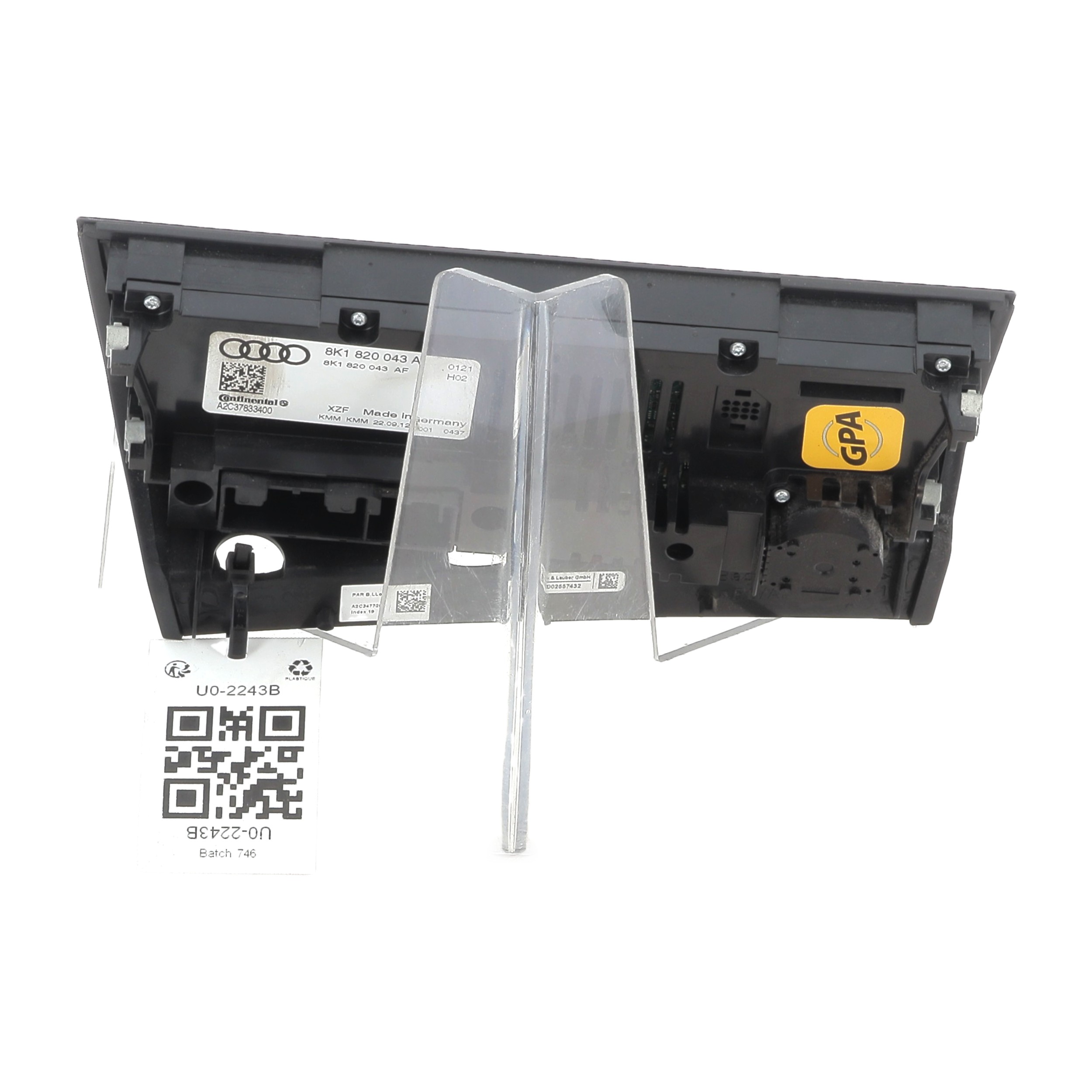 Commande de chauffage 8K1820043ASXZF - AUDI A4 AVANT 3 PH.2 TDI - U0-2243B U0-2243B